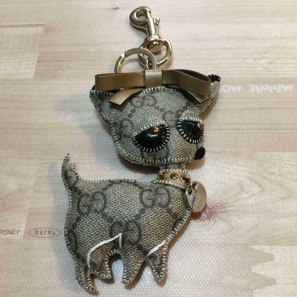 Authentic Gucci Key Ring GG Cat Light Brown